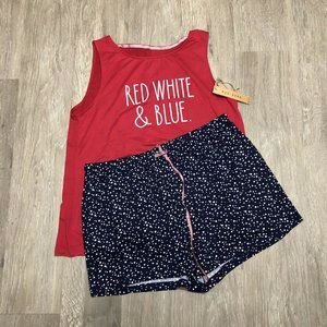 Rae Dunn Pajamas Shorts Red White Blue L Sleep